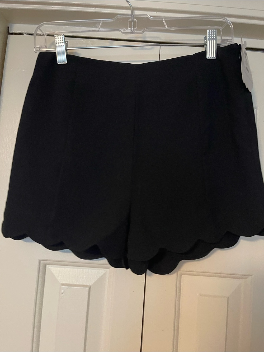 Lush Black Scalloped Hem High-Waist Shorts